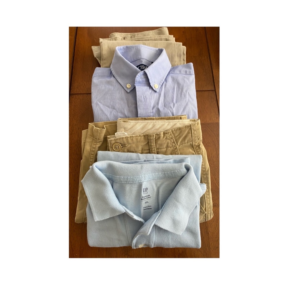 Lot of 4! Boys shirts pant shorts (sz 14-16) 4 pc. Chaps set & Gap set.